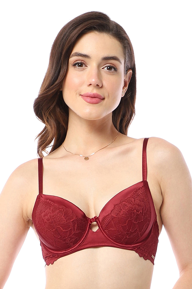 Eternal Bliss Padded Wired Demi Bra Rio Red