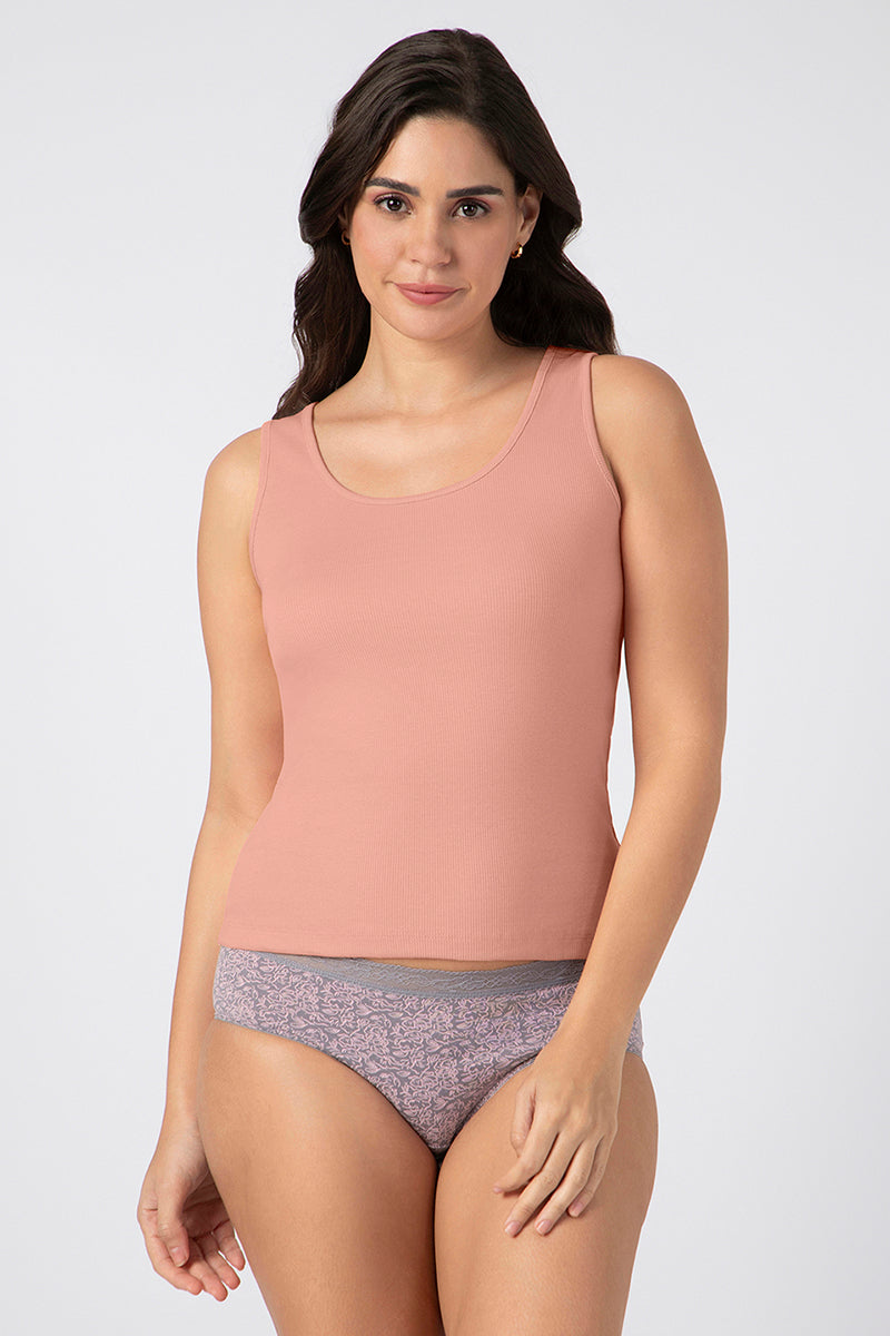 Buy Rib Tank Top - Coral Pink | amanté
