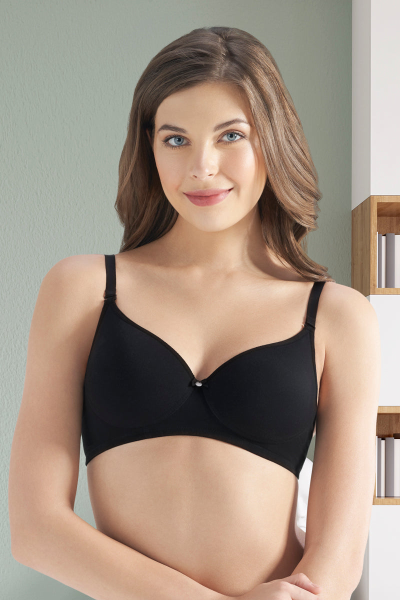 Buy Essentials Non Padded Non Wired Full Cup Cotton Solid Everyday Comfort  Bra - Green Online