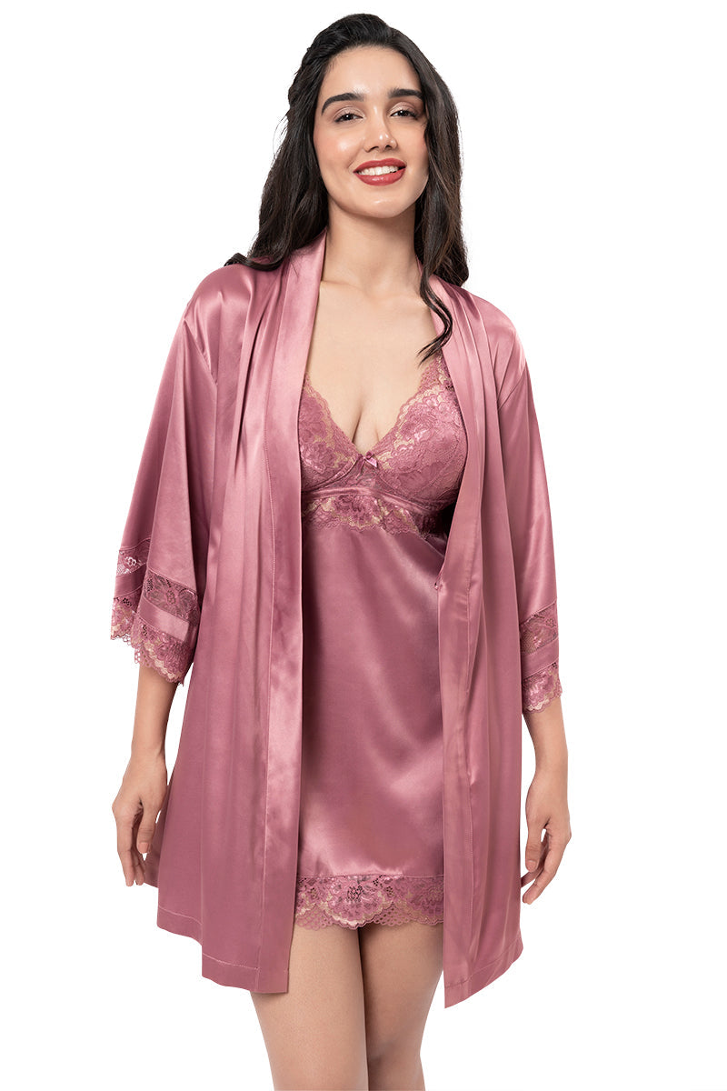 Bridesmaid Robes Lace Satin Pj Set Nightdress Robe 974 6-Piece