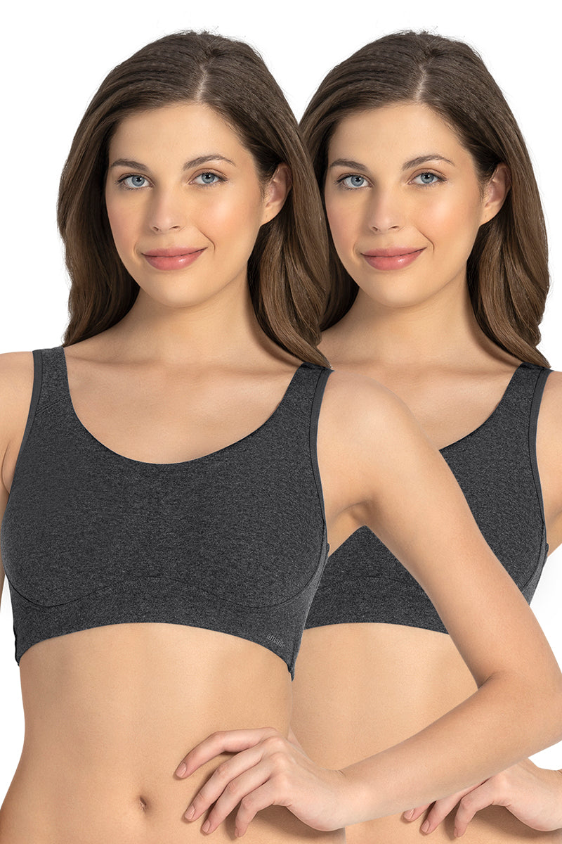All Day Lounge Non-padded & Non-wired Bra Pack of 2 - Dark Grey Marl-D