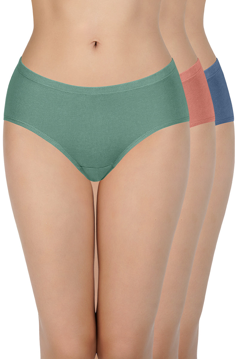 100 Cotton Hipster Panty Pack (Pack of 3) D015 Solid amanté