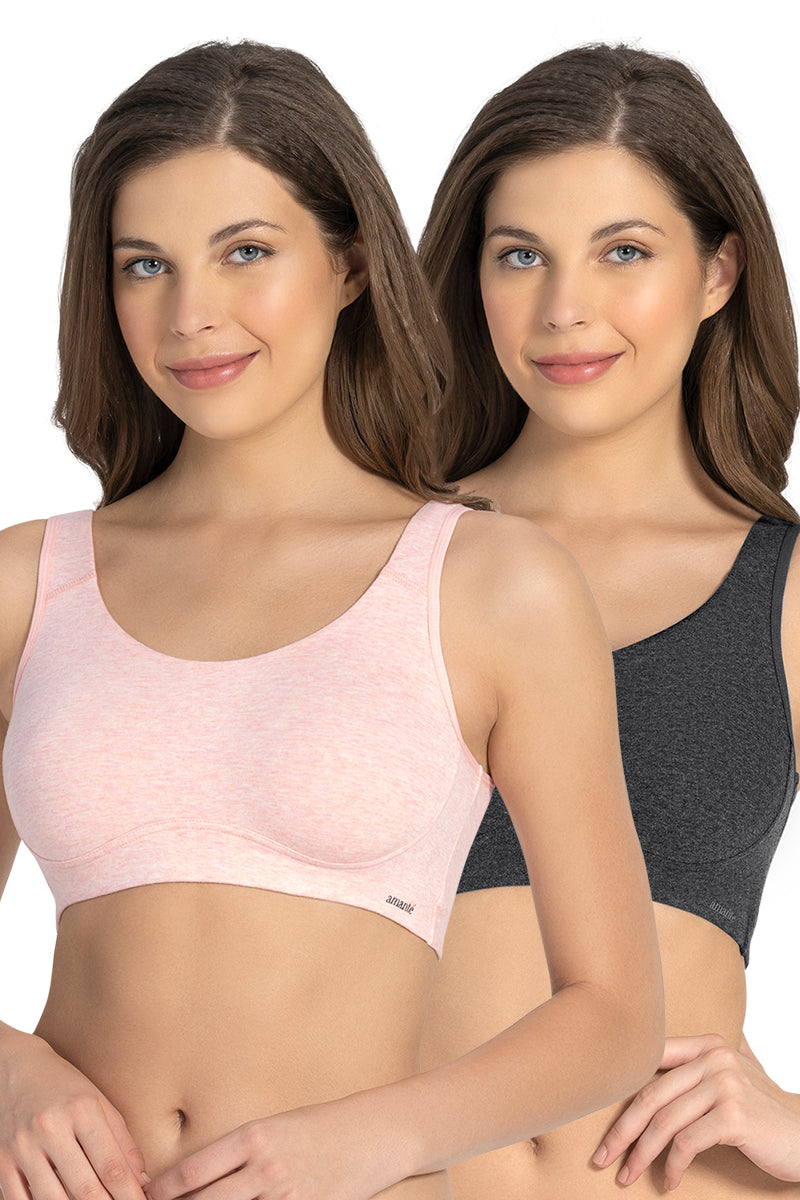 All Day Lounge Non-padded & Non-wired Bra Pack of 2 - Dark Grey Marl-P