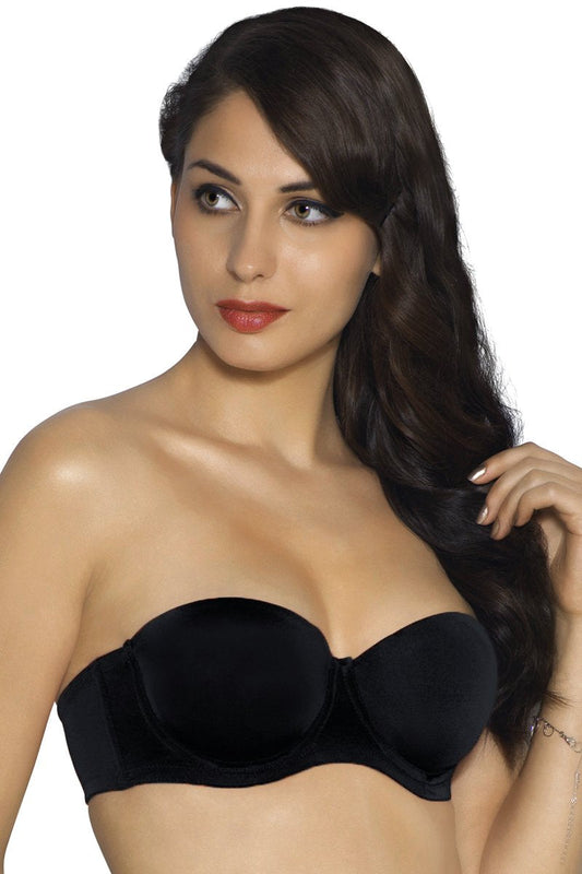 Strapless Padded Wired Multiway Tube Bra - Black