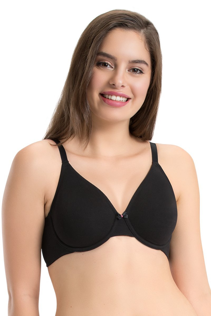 every de Non-Padded Wired Cotton Embrace Full Cover Bra - Black