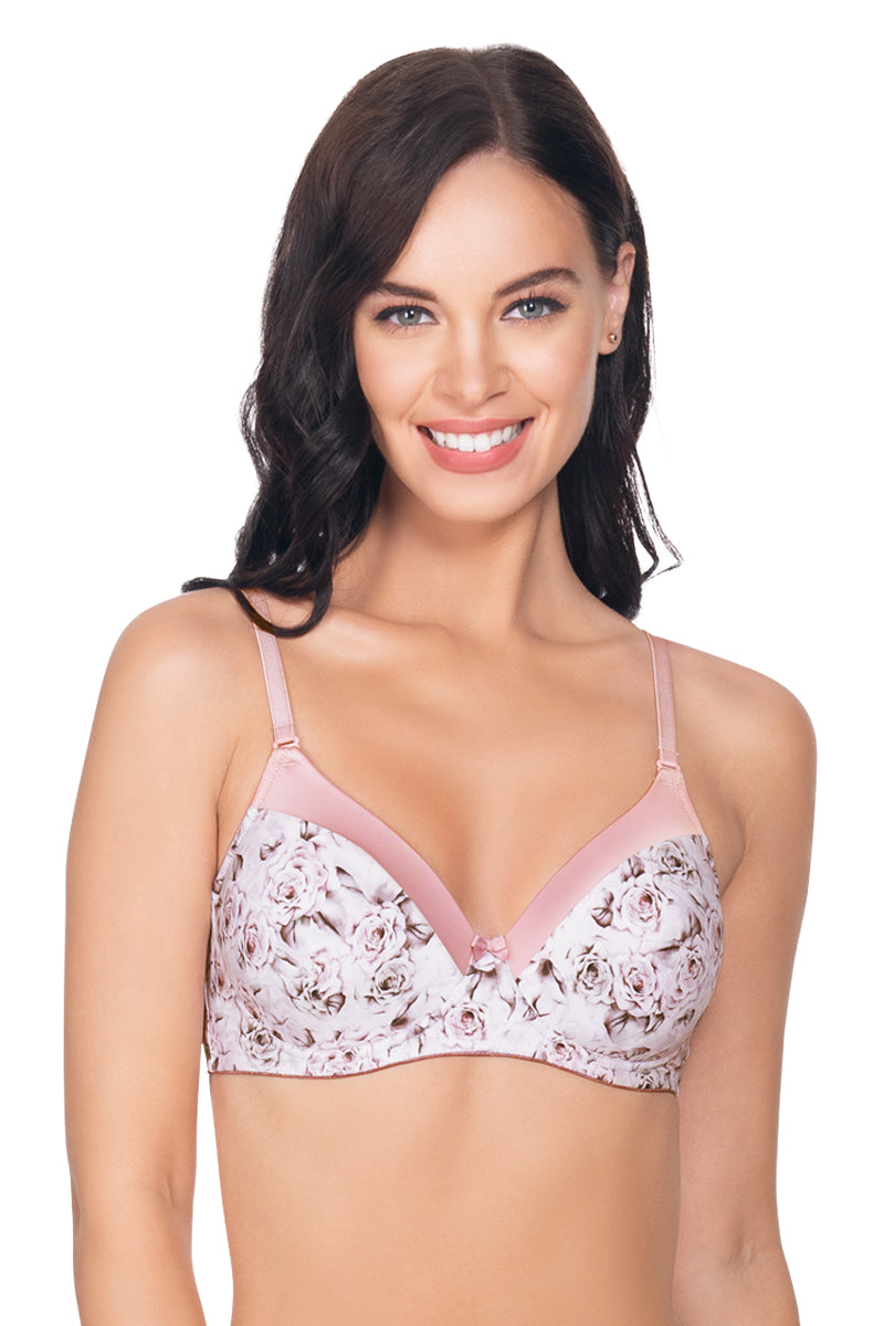 Buy Amante Women's Cotton Full Coverage Padded Underwire T-Shirt Bra Salmon  Rose at