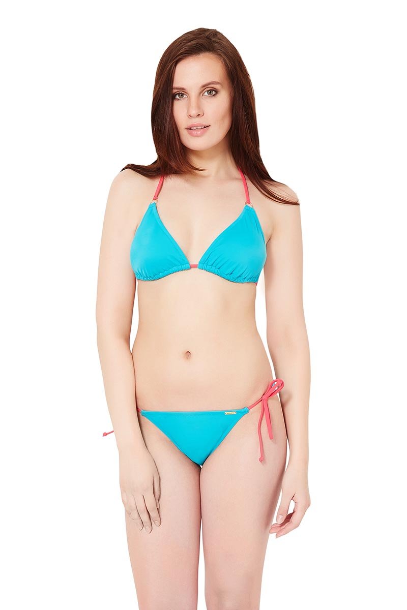 Padded String Swim Bikini Top - Turquoise