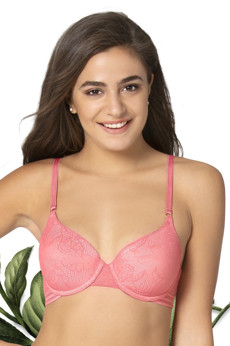 Buy Invisi Lace Full Cover T-Shirt Bra, Shell Pink Color Bra