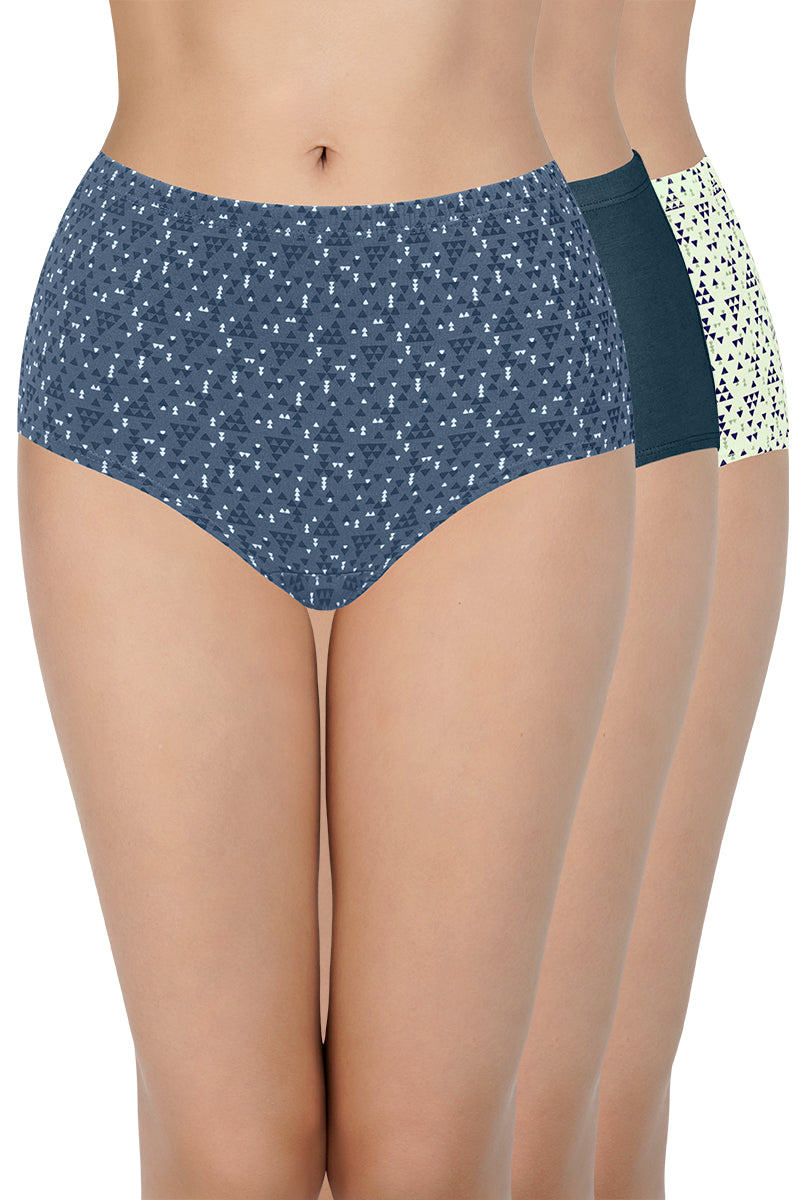 100% Cotton Full Brief Panty Pack (Pack of 3) - D028 - Multi - Image 1 of 6
