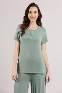 Serene Dream Henley Neck Tee - Iceberg - color option