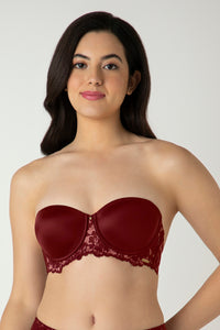 Femme Lace Padded Wired Multiway Bra - Biking Red - color option