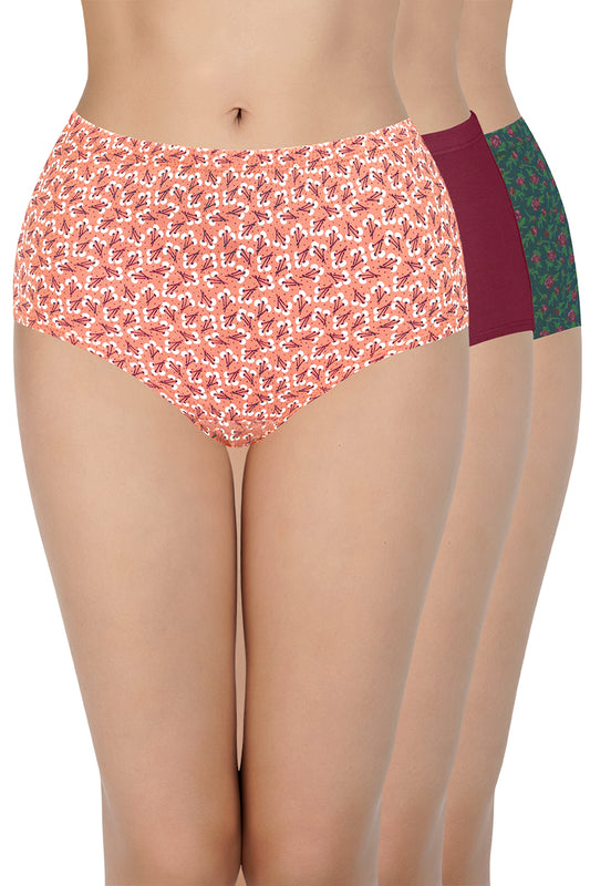 100% Cotton Full Brief Panty Pack (Pack of 3) - D029 - Multi