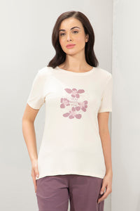 Scoop Neck Sleep Tee - Buttercream Print - color option
