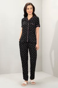 Half-Sleeves Sleep PJ Set - Black Beauty Floral Print thumbnail 2