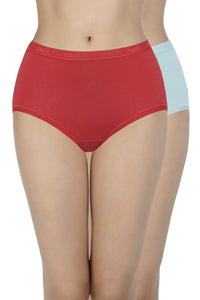 Solid High Rise Assorted Full Brief Panties (Pack of 2 Colors & Prints May Vary) thumbnail 1