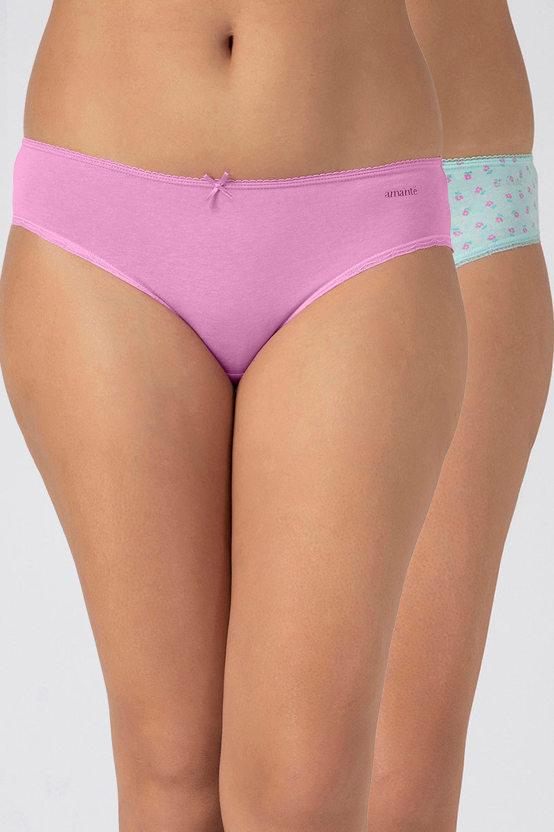 Lace Edge Bikini Panty (Pack of 2 Prints & Colors May Vary) - Mixed Assorted