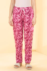 Full Length Pyjama Bottom - Red Violet Floral Print - color option