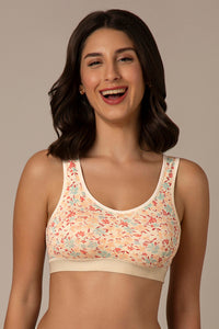 Easy Slip-On Non-Padded Non-Wired Cotton Bra - Daisy Print thumbnail 1