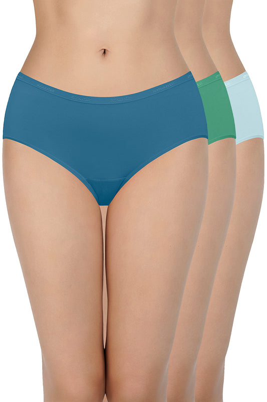 Solid Low Rise Assorted Hipster Panties (Pack of 3 Colors & Prints May Vary)