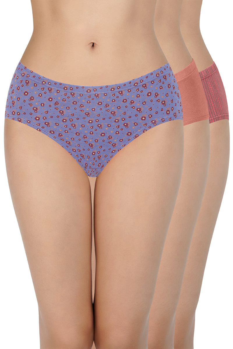 100% Cotton Hipster Panty Pack (Pack of 3) - D020 - Multi
