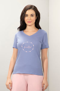 V-Neck Sleep Tee - Blue Ice Print - color option