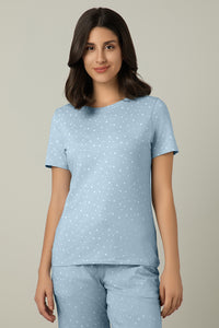 Scoop Neck Sleep Tee - Celestial Blue Print - color option
