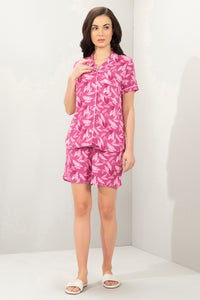 Sleep Shorts Set - Red Violet Floral Print - color option