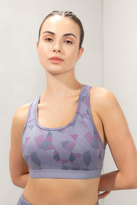 Energize Medium Impact Round Neck Sports Bra - Abstract Paint Print - color option
