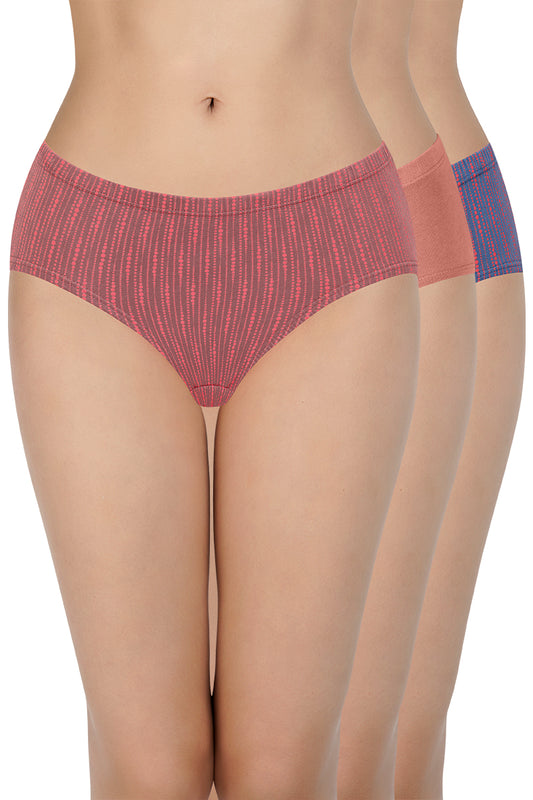 100% Cotton Hipster Panty Pack (Pack of 3) - D017 - Multi