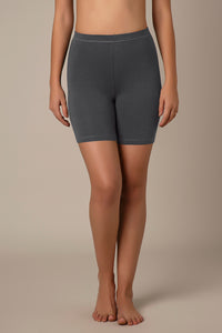 Smooth Mid-thigh Cotton Shortie Liner - Grey Pinstripe - color option