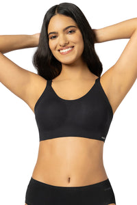 Invisi Breathe Non-Padded Non-Wired Cotton Bra - Black - color option