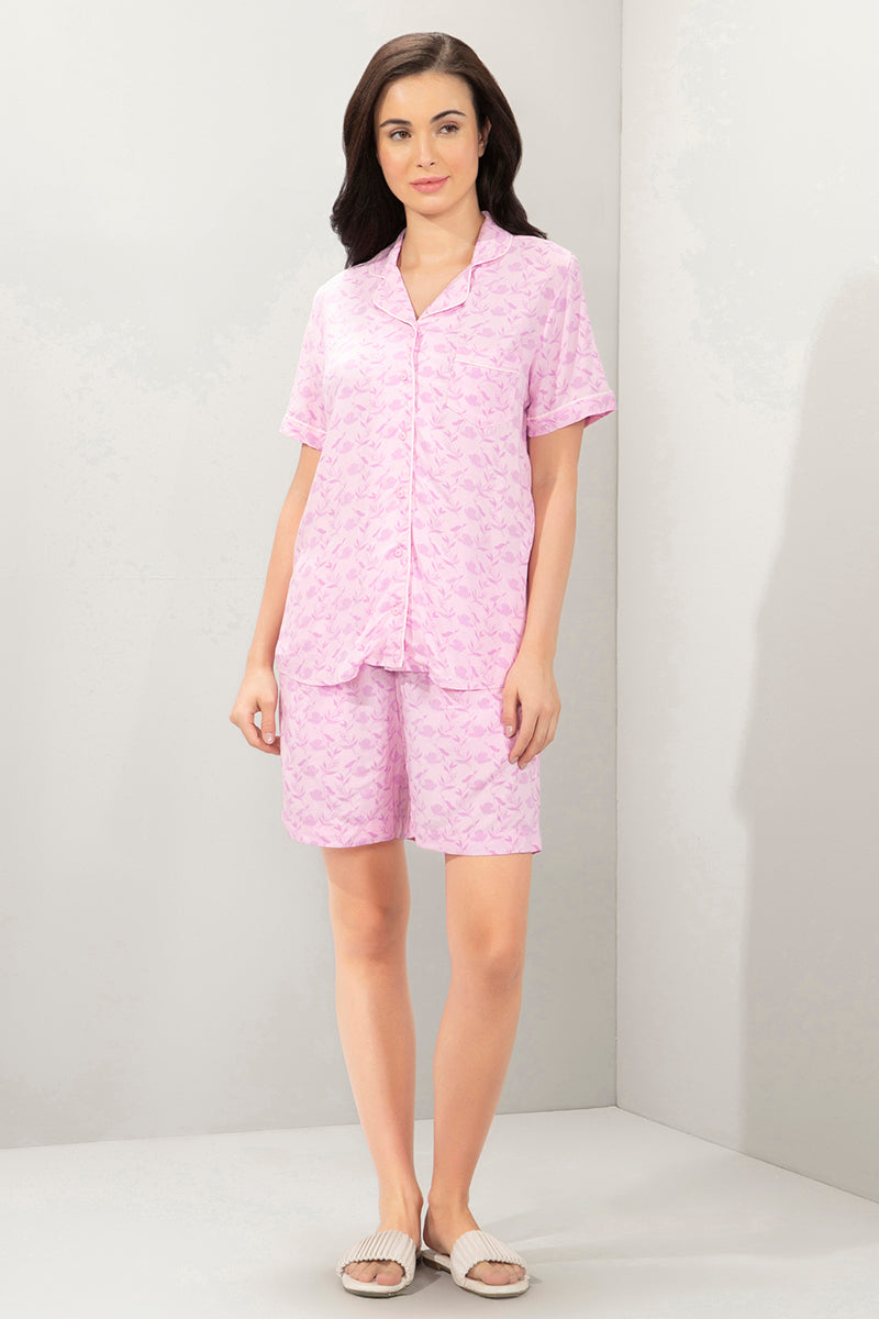 Sleep Shorts Set - Powder Pink Floral Print - Image 1 of 6