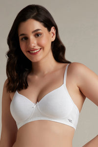 Simply Soft Padded Non-Wired Cotton Bra - White thumbnail 1