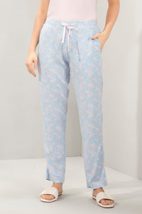 Full Length Pyjama Bottom - Powder Blue Floral Print - color option