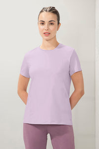 Flaunt Short Sleeve Round Neck Workout T-Shirt - Lavender Fog thumbnail 2