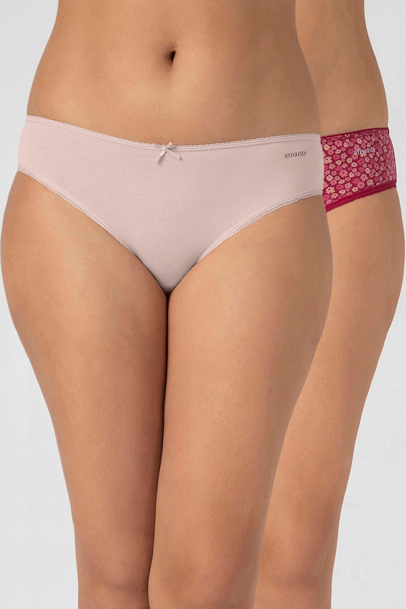 Lace Edge Bikini Panty (Pack of 2 Prints & Colors May Vary) - Mixed Assorted