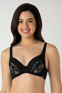 Glam Padded Non-Wired Plunge Bra - Black - color option