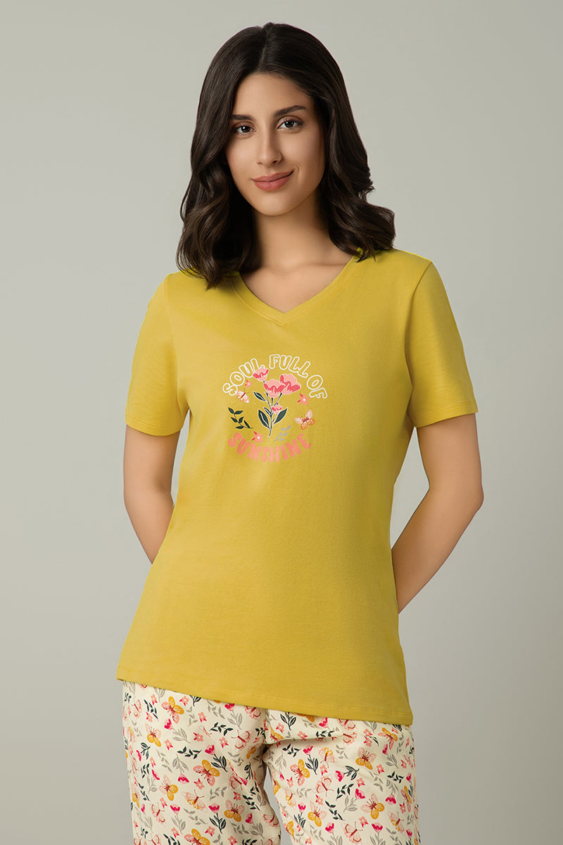 V-Neck Sleep Tee - Sunshine Print - Image 1 of 5