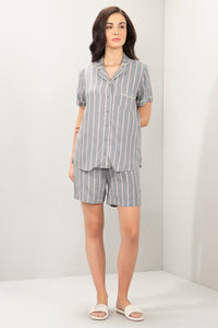 Sleep Shorts Set - Grey Stripe Print thumbnail 2