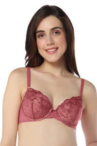 Sheer Luxe Padded Wired Demi Bra - Autumn Rose & Dusty Rose thumbnail 1