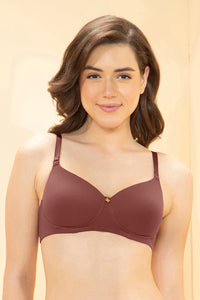 Breathable Easy Padded Wired Cotton Bra - Caramel Nude thumbnail 1
