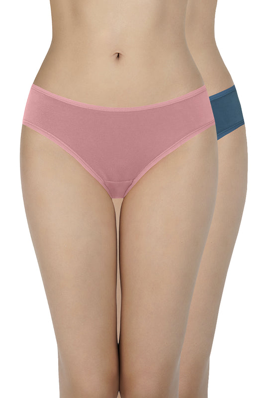 Solid Low Rise Assorted Bikini Panties (Pack of 2 Colors & Prints May Vary)
