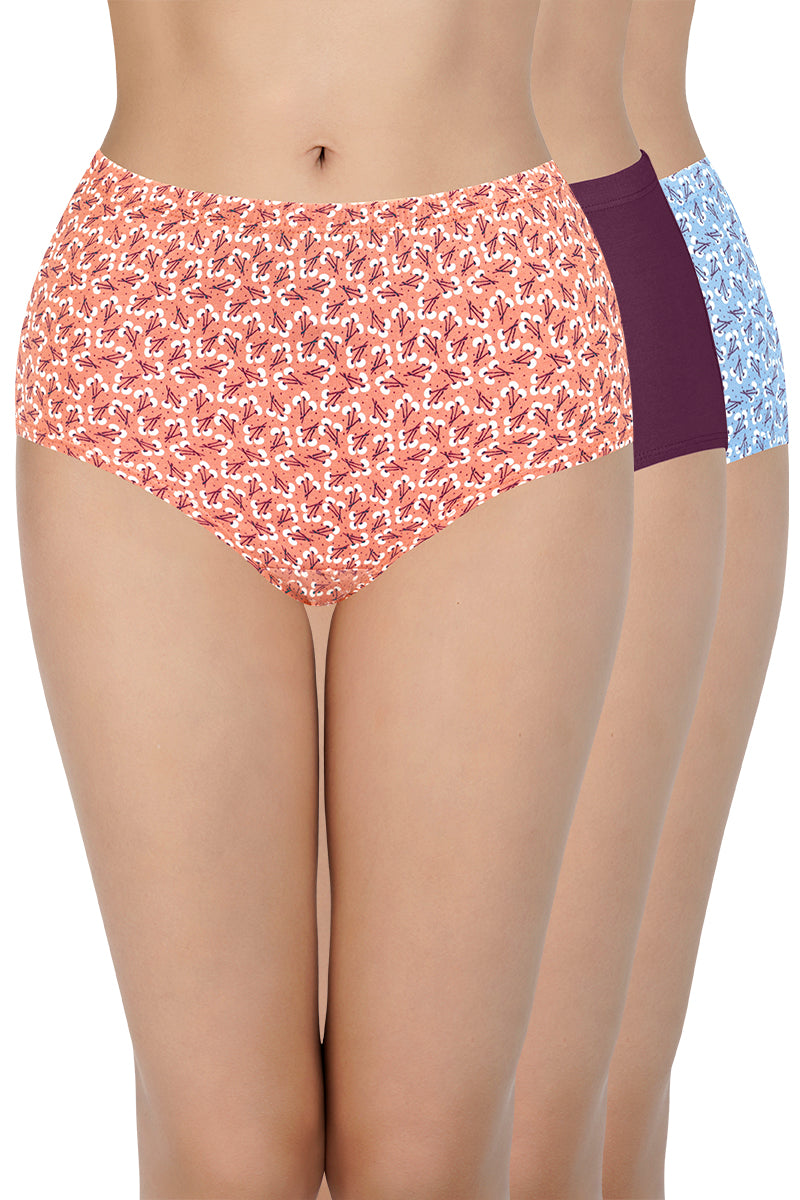100% Cotton Full Brief Panty Pack (Pack of 3) - D026 - Multi - Image 1 of 6