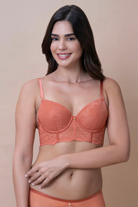 Amore Padded Wired Demi Longline Bra - Copper Coin - color option