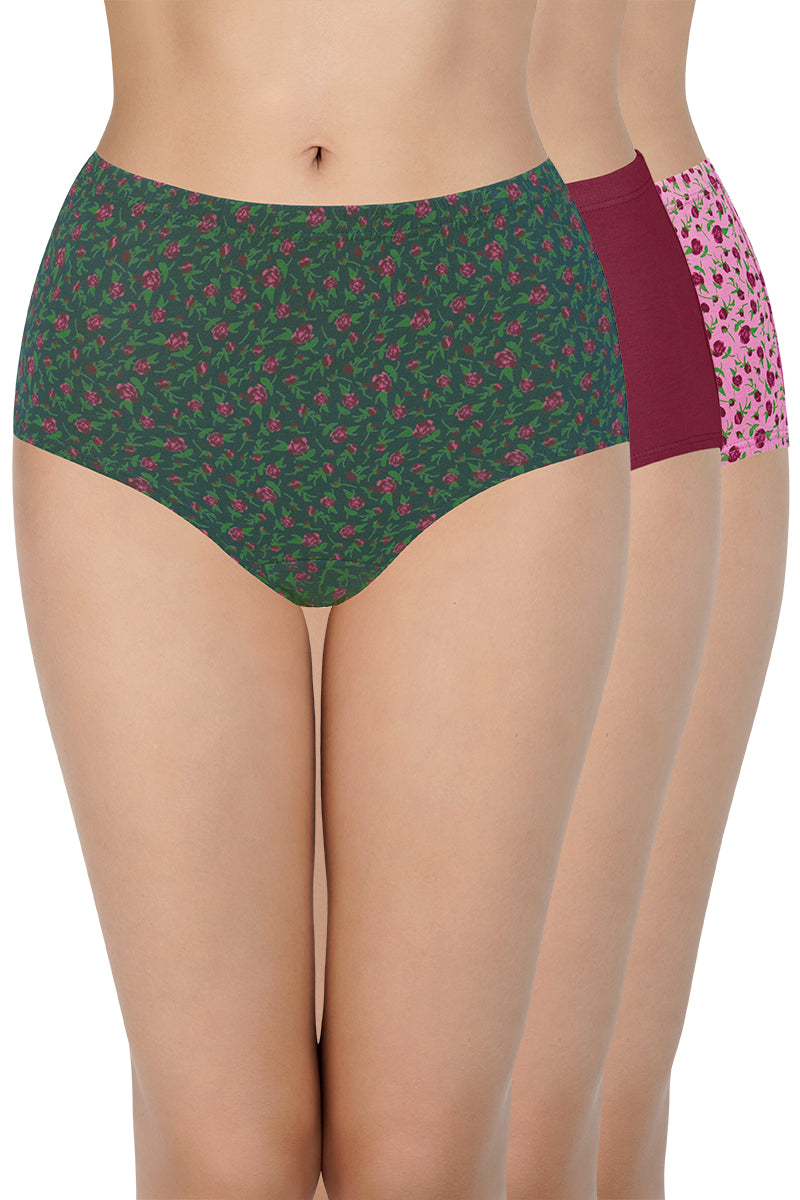 100% Cotton Full Brief Panty Pack (Pack of 3) - D027 - Multi - Image 1 of 6