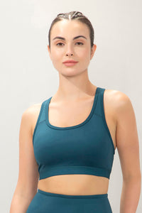 Energize Medium Impact Round Neck Sports Bra - Reflecting Pond - color option
