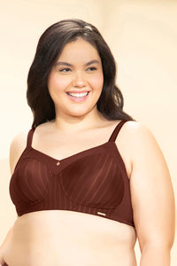 Contoured Comfort Non-Padded Non-Wired Support Bra - Cherry Mahogany - color option