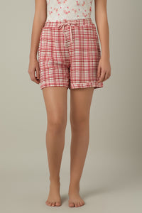 Sleep Shorts - Blush Rose Check Print - color option