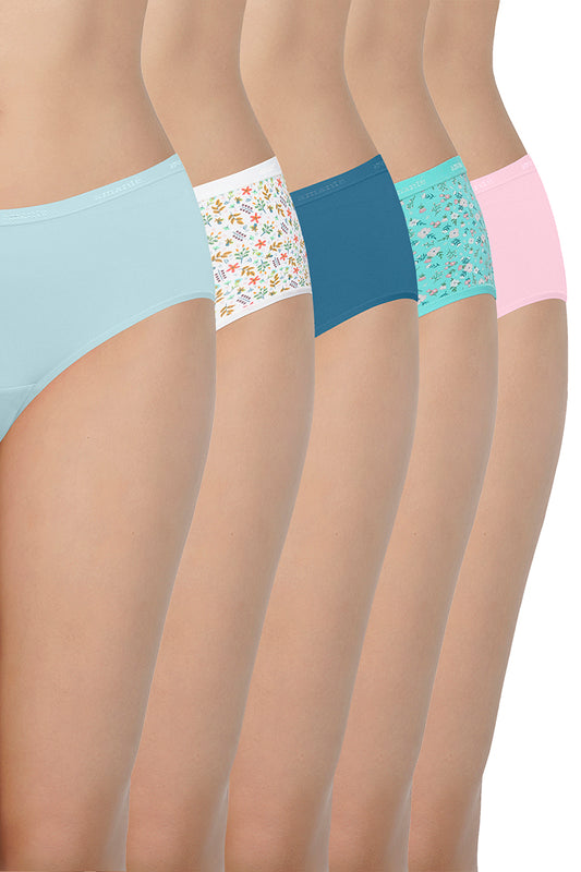 Assorted Low Rise Hipster Panties (Pack of 5 Colors & Prints May Vary)