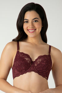 Luxe Support Non-Padded Wired Bra  - Windsor Wine - color option